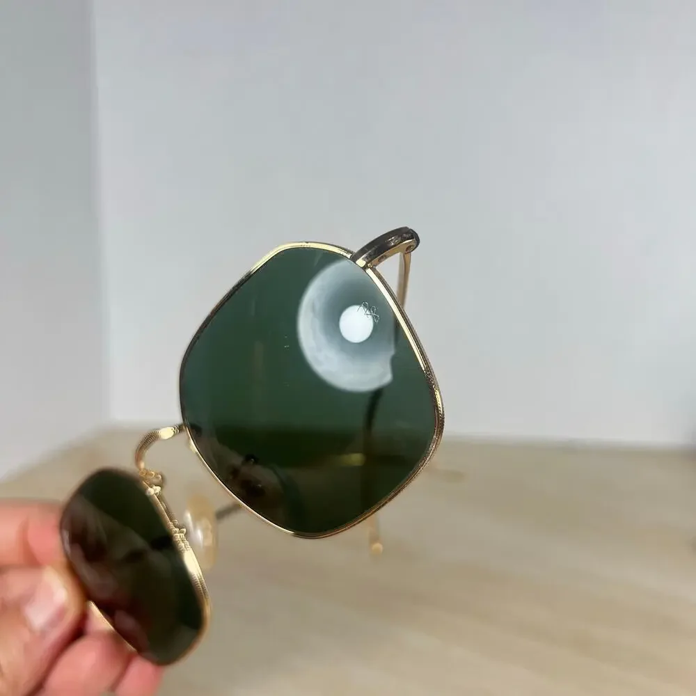 Ray-Ban RB3694 Jim 001/31 Sunglasses Green Tint Gold Metal 53-20-145 Italy